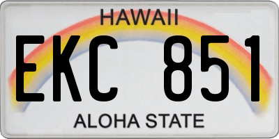HI license plate EKC851