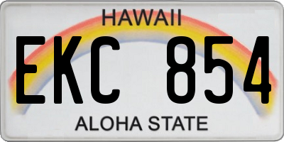 HI license plate EKC854