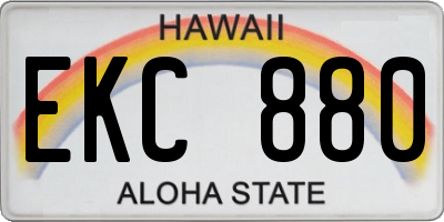 HI license plate EKC880