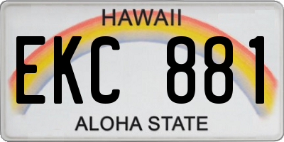 HI license plate EKC881