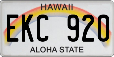 HI license plate EKC920