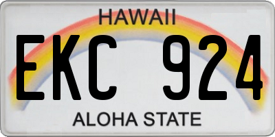 HI license plate EKC924
