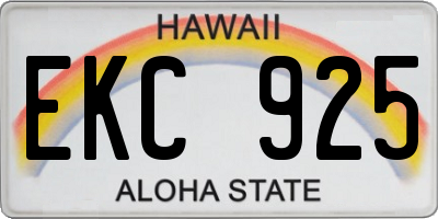 HI license plate EKC925
