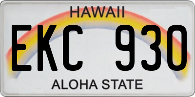 HI license plate EKC930