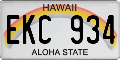 HI license plate EKC934