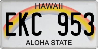 HI license plate EKC953