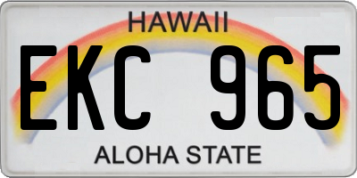 HI license plate EKC965