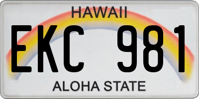HI license plate EKC981