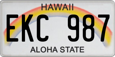 HI license plate EKC987