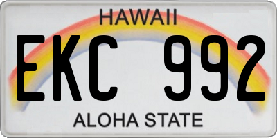 HI license plate EKC992