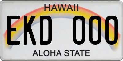 HI license plate EKD000