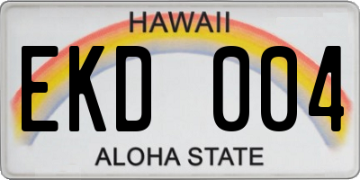 HI license plate EKD004