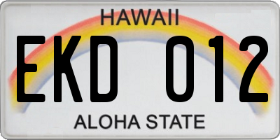 HI license plate EKD012