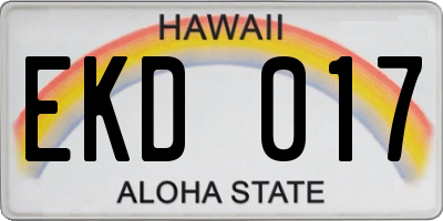 HI license plate EKD017