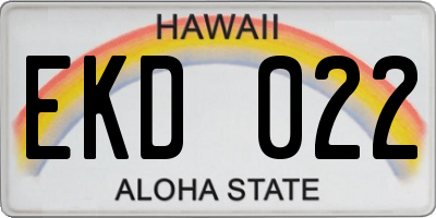 HI license plate EKD022