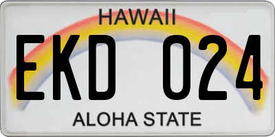 HI license plate EKD024