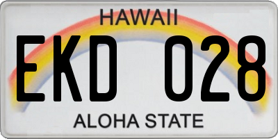 HI license plate EKD028