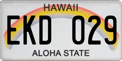HI license plate EKD029