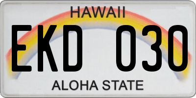 HI license plate EKD030
