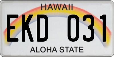 HI license plate EKD031