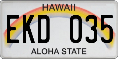 HI license plate EKD035