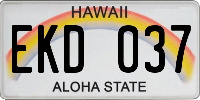 HI license plate EKD037