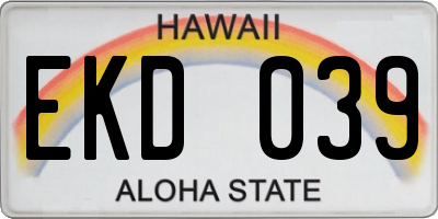 HI license plate EKD039