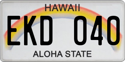 HI license plate EKD040