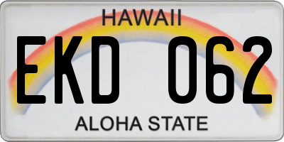 HI license plate EKD062