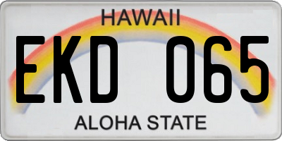HI license plate EKD065