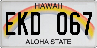 HI license plate EKD067