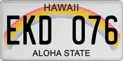HI license plate EKD076
