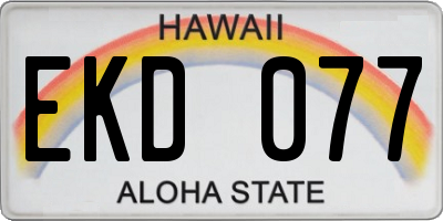 HI license plate EKD077