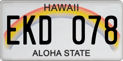 HI license plate EKD078
