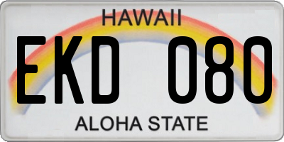 HI license plate EKD080