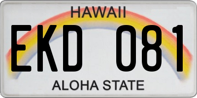 HI license plate EKD081