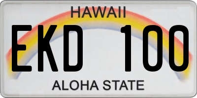HI license plate EKD100