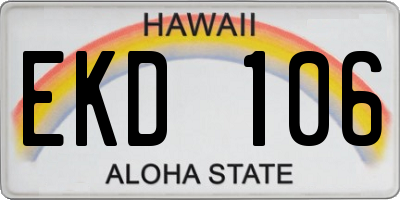 HI license plate EKD106