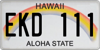 HI license plate EKD111