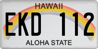 HI license plate EKD112