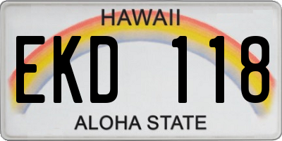 HI license plate EKD118