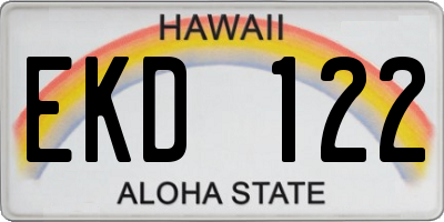 HI license plate EKD122