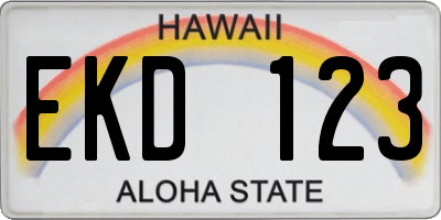 HI license plate EKD123