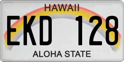 HI license plate EKD128