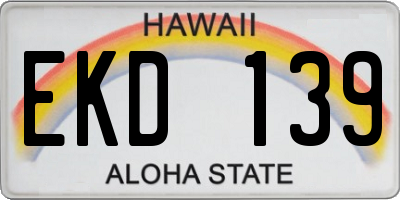 HI license plate EKD139