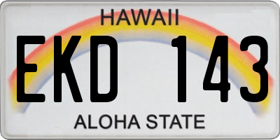 HI license plate EKD143