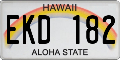 HI license plate EKD182