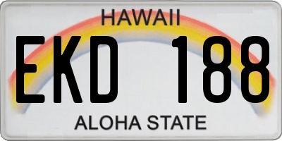 HI license plate EKD188