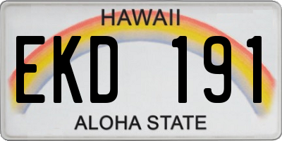 HI license plate EKD191