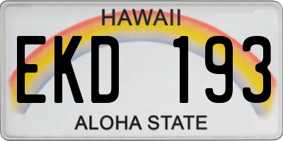 HI license plate EKD193
